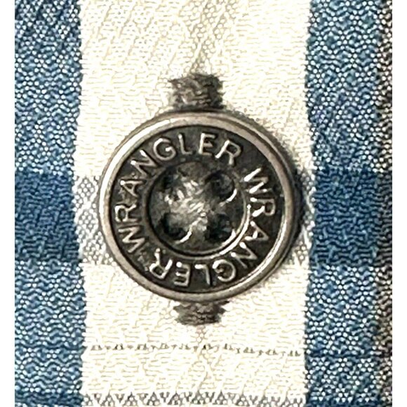 Wrangler Mens Shirt Outdoor Series Short Sleeve Vented Regular Fit Blue Plaid XL - Picture 7 of 11